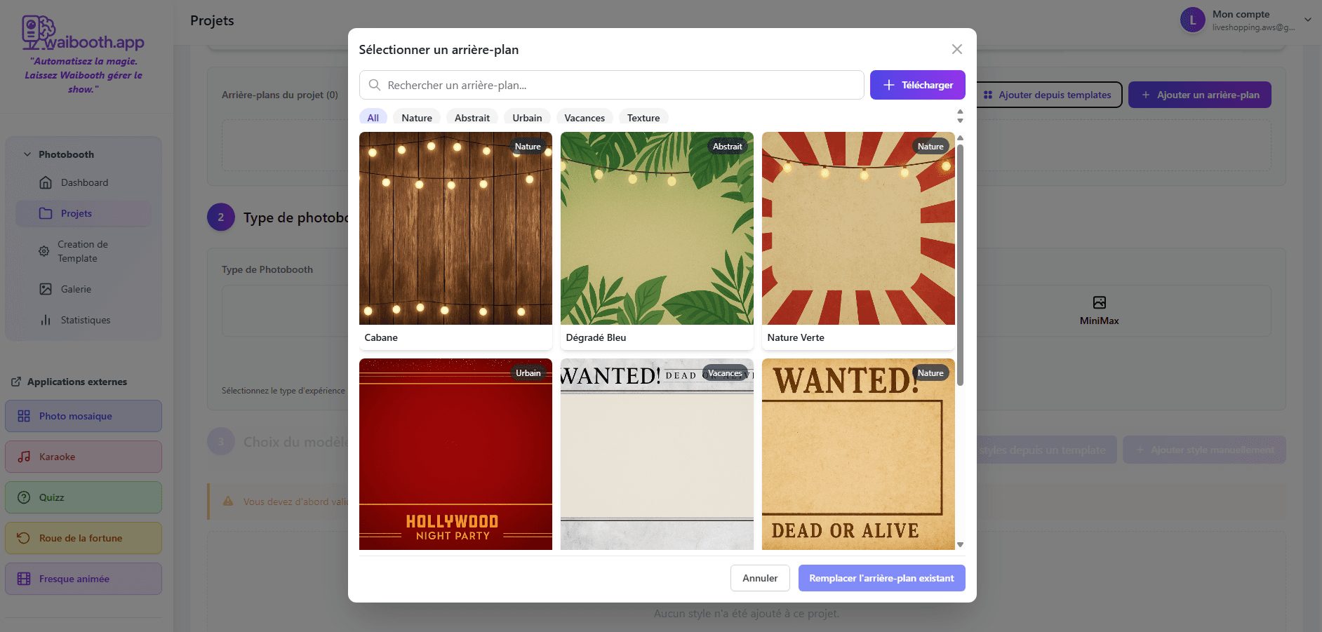 Personnalisation du photobooth